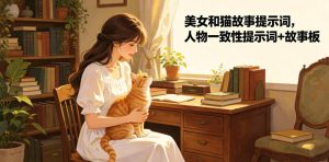 美女和猫故事提示词,人物一致性提示词+故事板-优创圈