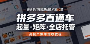 拼多多打爆班原创技术第60期,拼多多直通车,起量・矩阵・全店托管,高投产爆单增收教程-优创圈