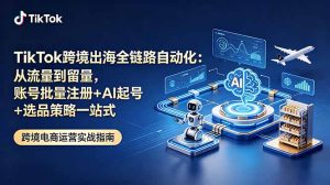 TikTok跨境出海全链路自动化:从流量到留量,账号批量注册+AI起号+选品策略一站式-优创圈