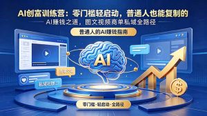AI创富训练营:零门槛轻启动,普通人也能复制的AI赚钱之道,图文视频商单私域全路径-优创圈