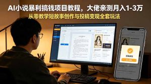 AI小说暴利搞钱项目教程-更新,大佬亲测月入1-3万,从零教学短故事创作与投稿变现全套玩法-优创圈
