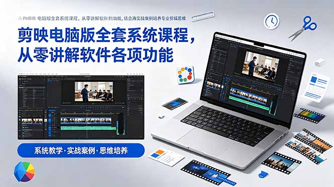 剪映电脑版全套系统课程,从零讲解软件各项功能,结合海量实战案例培养专业剪辑思维-优创圈