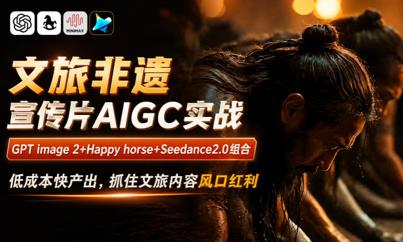 文旅非遗宣传片AIGC实战,GPT image 2+Happy horse+Seedance2.0组合,低成本快产出,抓住文旅内容风口红利-优创圈