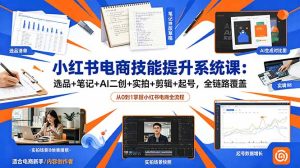 小红书电商技能提升系统课:选品+笔记+AI二创+实拍+剪辑+起号,全链路覆盖-优创圈
