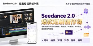 Seedance 2.0短剧短视频创作课，零基础快速产出爆款短剧、短视频、MV内容，落地做账号实现变现-优创圈