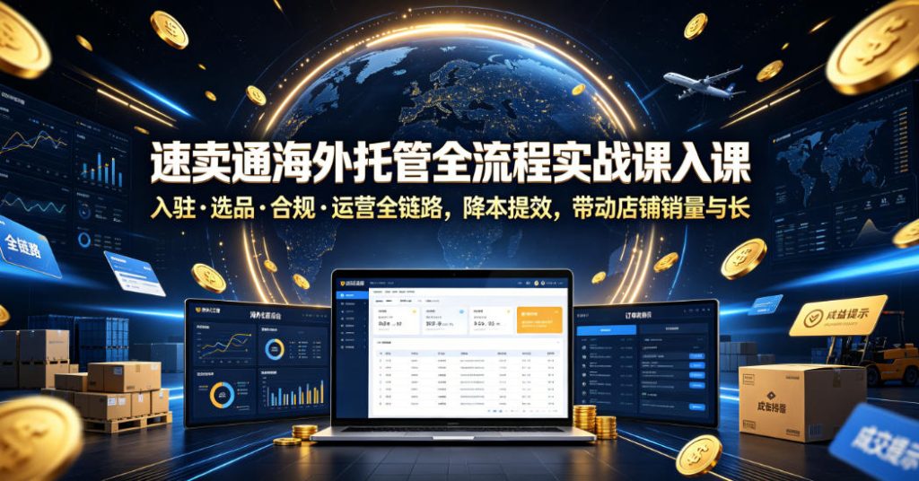 速卖通海外托管全流程实战课入驻・选品・合规・运营全链路,降本提效,带动店铺销量与收益增长-优创圈