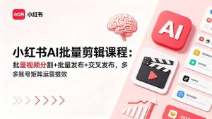 小红书AI批量剪辑课程:批量视频分割+批量发布+交叉发布,多账号矩阵运营提效-优创圈