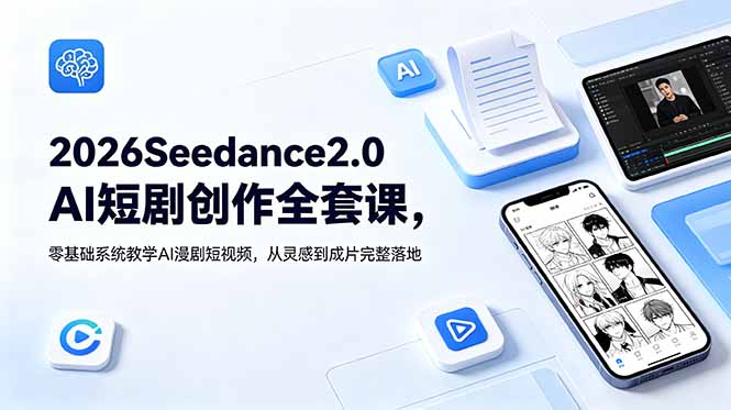 2026Seedance2.0AI短剧创作全套课,零基础系统教学AI漫剧短视频,从灵感到成片完整落地-优创圈