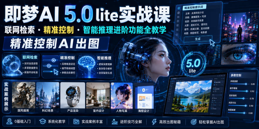 即梦AI 5.0 lite实战课，联网检索・精准控制・智能推理进阶功能全教学，精准控制AI出图-优创圈
