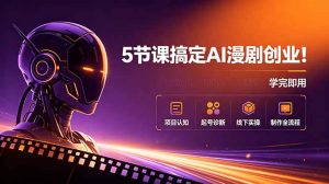 5节课搞定AI漫剧创业!项目认知+起号诊断+线下实操+制作全流程,学完即用-优创圈