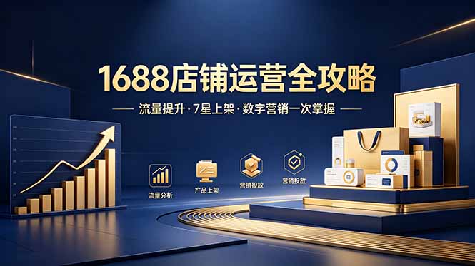 1688店铺没流量?产品上架不到7星?数字营销不会投?全套运营技能一次学(更新6月)