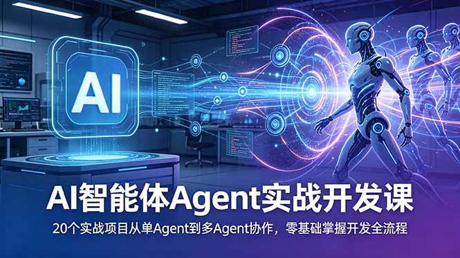 AI智能体Agent实战开发课:20个实战项目从单Agent到多Agent协作,零基础掌握开发全流程-优创圈