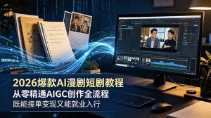 2026 爆款 AI 漫剧短剧教程 从零精通 AIGC 创作全流程 既能接单变现又能就业入行-优创圈