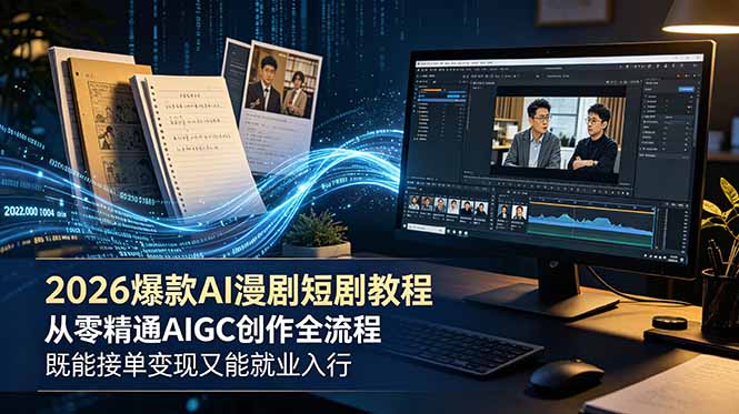 2026 爆款 AI 漫剧短剧教程 从零精通 AIGC 创作全流程 既能接单变现又能就业入行-优创圈