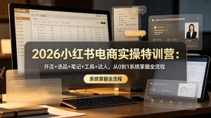2026小红书电商实操特训营:开店+选品+笔记+工具+达人,从0到1系统掌握全流程-优创圈