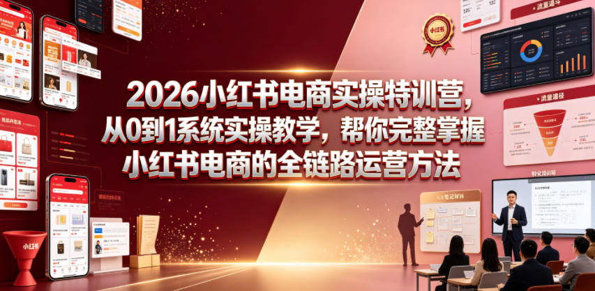 2026小红书电商实操特训营,从0到1系统实操教学,帮你完整掌握小红书电商的全链路运营方法-优创圈