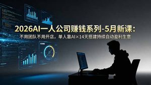 2026AI一人公司(OPC)赚钱系列-5月新课:不用团队不用开店,单人靠AI×14天搭建持续自动盈利生意-优创圈