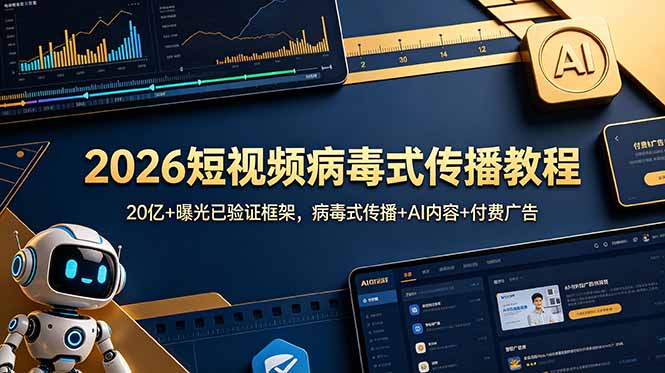 2026短视频病毒式传播教程:20亿+曝光已验证框架,病毒式传播+AI内容+付费广告-优创圈