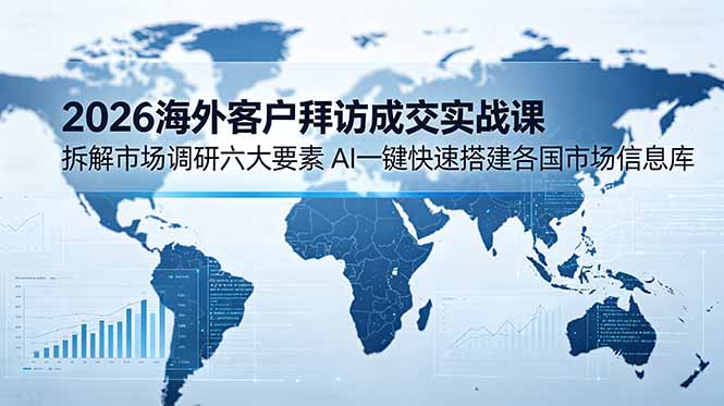 2026海外客户拜访成交实战课:拆解市场调研六大要素,AI一键快速搭建各国市场信息库-优创圈