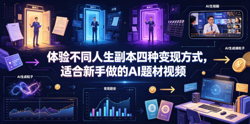 体验不同人生副本四种变现方式,适合新手做的AI题材视频-优创圈