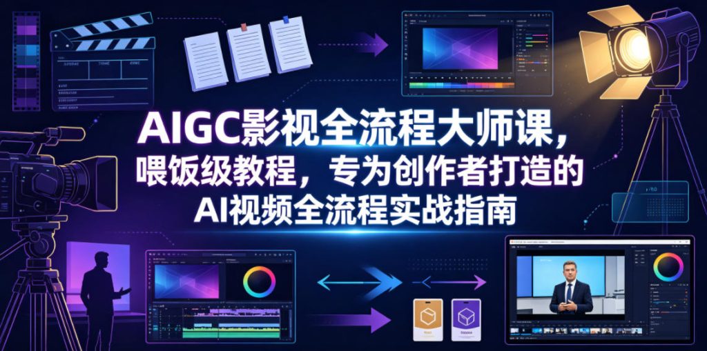 AIGC影视全流程大师课，喂饭级教程，专为创作者打造的AI视频全流程实战指南-优创圈