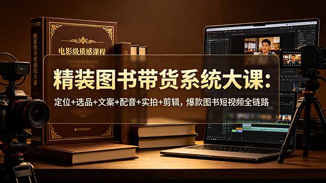 精装图书带货系统大课:定位+选品+文案+配音+实拍+剪辑,爆款图书短视频全链路-优创圈