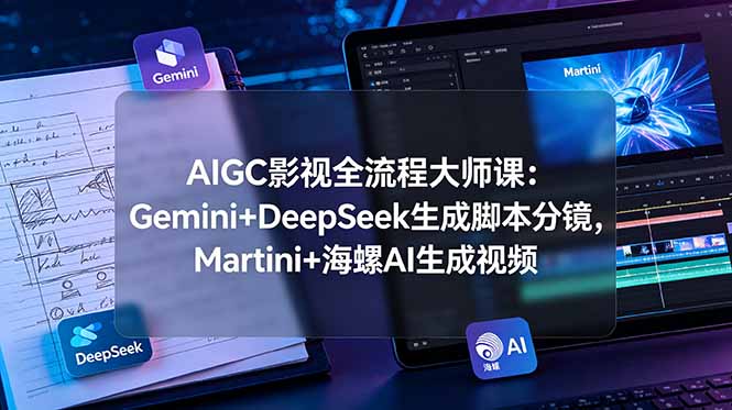 AIGC影视全流程大师课:Gemini+DeepSeek生成脚本分镜,Martini+海螺AI生成视频-优创圈