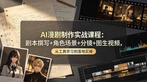 AI漫剧制作实战课程:剧本撰写+角色场景+分镜+图生视频,从工具学习到落地实操-优创圈
