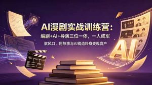 AI漫剧实战训练营:编剧+AI+导演三位一体,一人成军 驭风口,用故事与AI铸造终身变现资产-优创圈