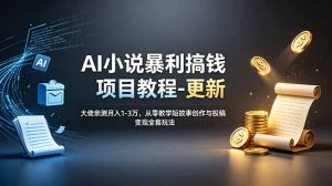 AI小说暴利搞钱项目教程-更新,大佬亲测月入1-3万,从零教学短故事创作与投稿变现全套玩法-优创圈