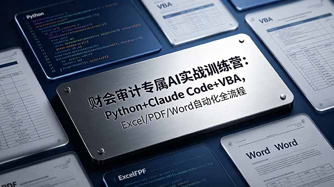 财会审计专属 AI实战训练营:Python+Claude Code+VBA,Excel/PDF/Word自动化全流程-优创圈