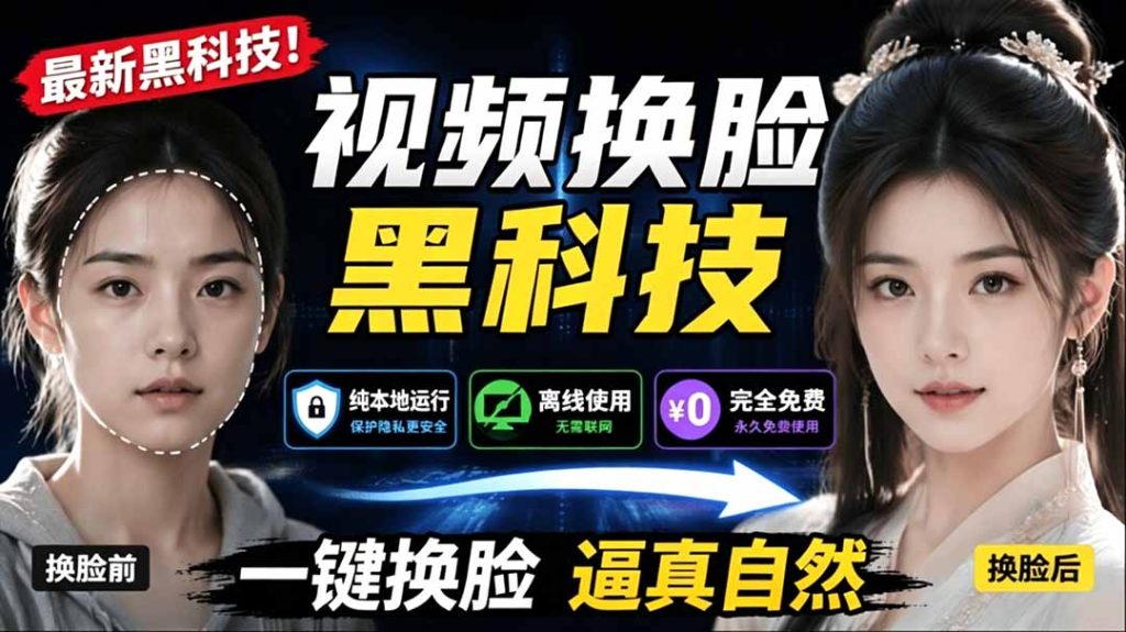 AI 人工智能如此夸张?一键视频换脸黑科技,纯本地离线运行,本地视频换脸娱乐工具, AI FaceSwap-优创圈