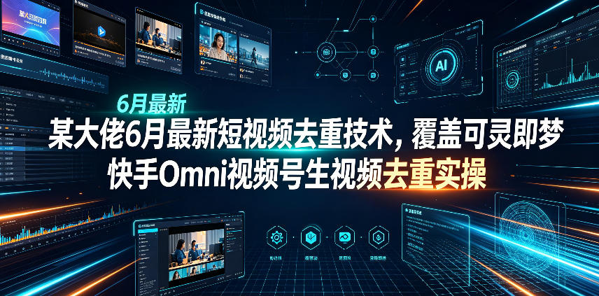 某大佬6月最新短视频去重技术,覆盖可灵即梦快手Omni视频号生视频去重实操-优创圈