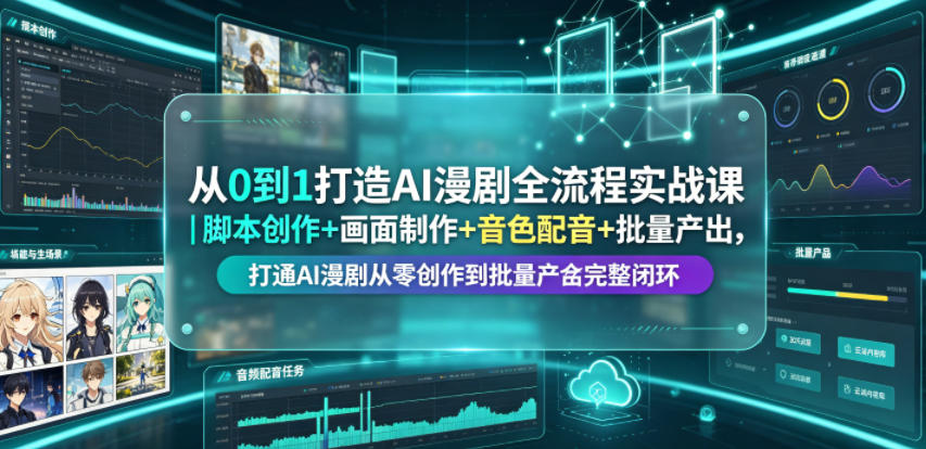 从0到1打造AI漫剧全流程实战课|脚本创作+画面制作+音色配音+批量产出,打通AI漫剧从零创作到批量量产完整闭环-优创圈