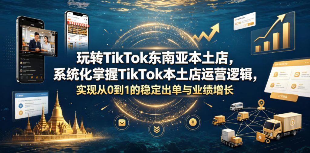 玩转TikTok东南亚本土店，系统化掌握TikTok本土店运营逻辑，实现从0到1的稳定出单与业绩增长-优创圈