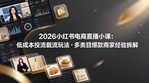 2026小红书电商直播小课，低成本投流截流玩法，多类目爆款商家经验完整拆解教学-优创圈