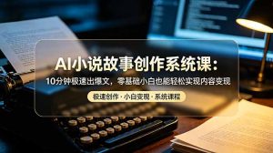 AI小说故事创作系统课：10分钟极速出爆文，零基础小白也能轻松实现内容变现-优创圈