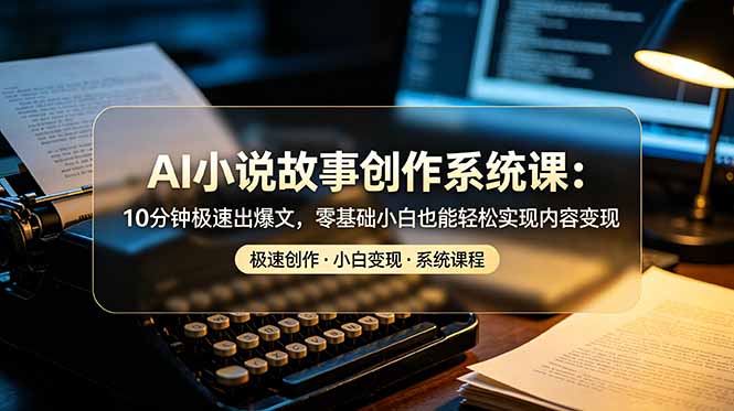 AI小说故事创作系统课：10分钟极速出爆文，零基础小白也能轻松实现内容变现-优创圈