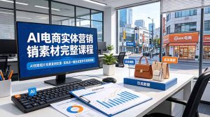 AI电商实体营销素材完整课程，AI创意短片完美复刻实景，实体店一键生成宣传引流短视频-优创圈