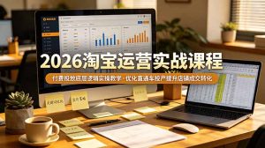 2026 淘宝运营实战课程，付费投放底层逻辑实操教学，优化直通车投产提升店铺成交转化-优创圈