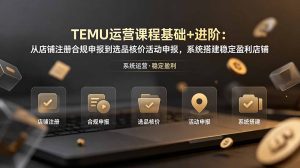 TEMU运营课程（基础+进阶）：从店铺注册合规申报到选品核价活动申报，系统搭建稳定盈利店铺-优创圈