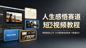 人生感悟赛道短视频教程，零基础轻松上手，AI文案剪辑全套实操可批量出片-优创圈