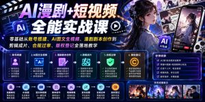 AI漫剧+短视频全能实战课｜零基础从账号搭建、AI图文生视频、漫剧剧本创作到剪辑成片、合规过审、版权登记全落地教学-优创圈