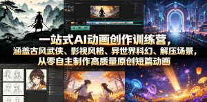 一站式AI动画创作训练营,涵盖古风武侠、影视风格、异世界科幻、解压场景,从零自主制作高质量原创短篇动画-优创圈