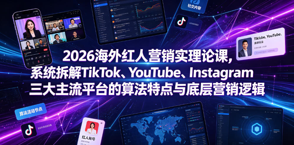 2026海外红人营销实理论课,系统拆解TikTok、YouTube、Instagram三大主流平台的算法特点与底层营销逻辑-优创圈
