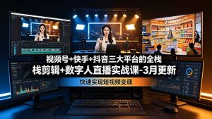 视频号+快手+抖音三大平台的全栈剪辑+数字人直播实战课-3月更新:快速实现短视频变现-优创圈