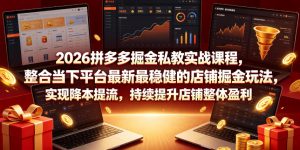 2026拼多多掘金私教实战课程,整合当下平台最新最稳健的店铺掘金玩法,实现降本提流,持续提升店铺整体盈利-优创圈