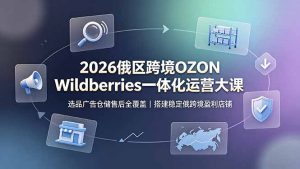 2026俄区跨境OZON Wildberries一体化运营大课,选品广告仓储售后全覆盖,搭建稳定俄跨境盈利店铺-优创圈