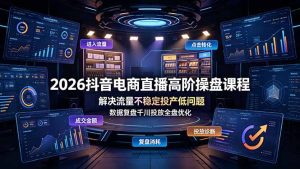 2026抖音电商直播高阶操盘课程，解决流量不稳定投产低问题，数据复盘千川投放全盘优化-优创圈