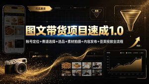 图文带货项目速成1.0:账号定位+赛道选择+选品+素材拍摄+内容发布+豆荚投放全流程-优创圈